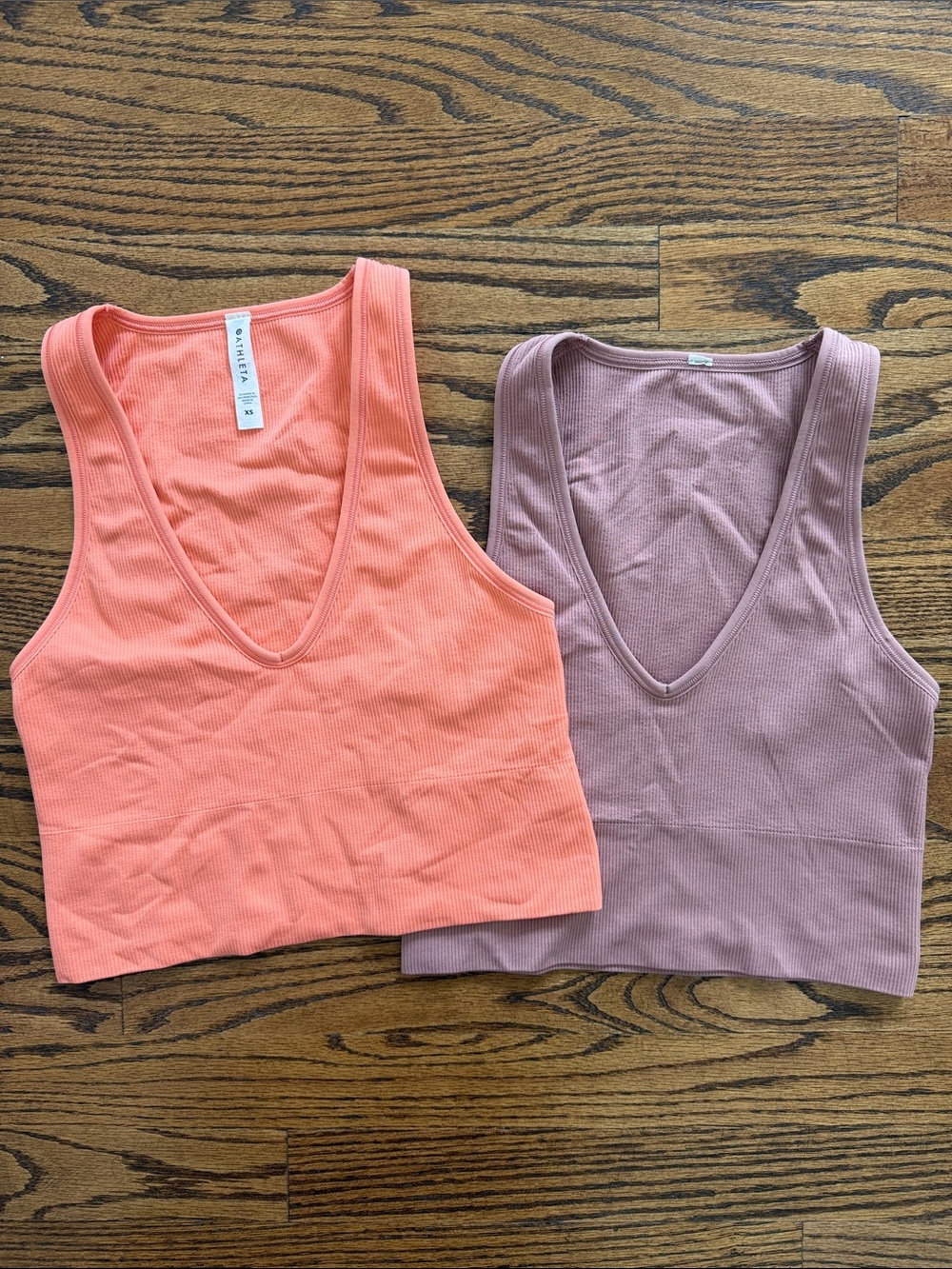 Two Athleta Tanks Orange Mauve Size XS